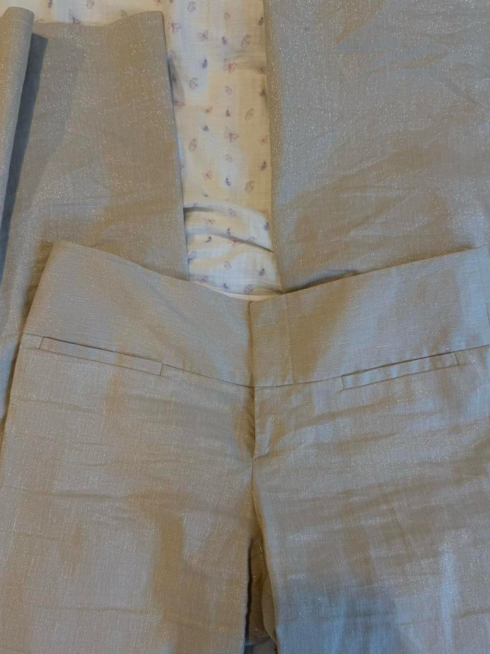 Alice + Olivia Metallic Light Beige Trousers